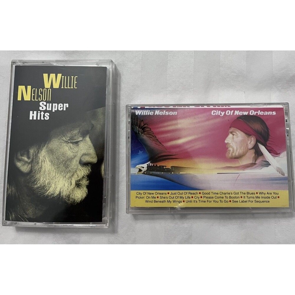 Willie Nelson Vintage Cassette Tape Lot: Super Hits & City of New Orleans